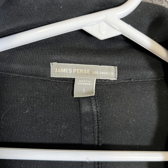 James Perse Blazer Jacket Womens 1 Black Double Breasted Lightweight Cotton - Picture 2 of 8